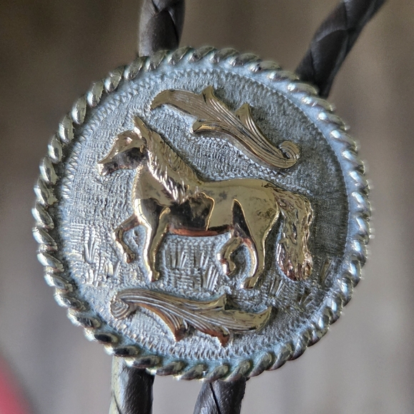 Other - Western Horse Sterling Silver Round Adjustable Bolo Tie